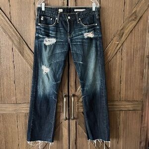 AG Adriano Goldschmied TOMBOY Boyfriend Fit Distressed Jeans Patches Size 31